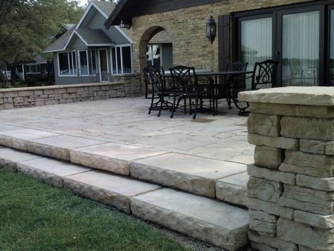 Expansive patio with steps