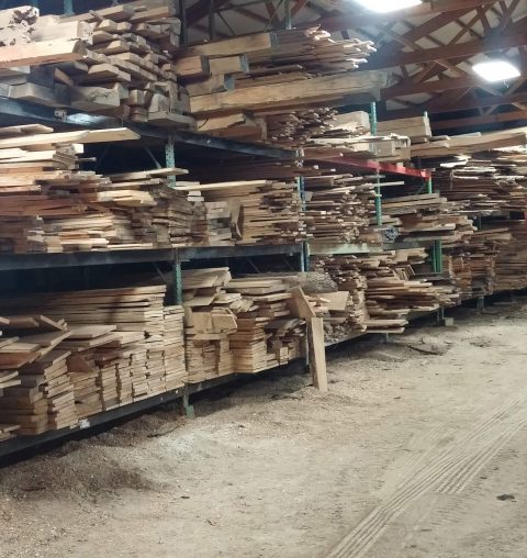 Lumber bunk in millworks shop